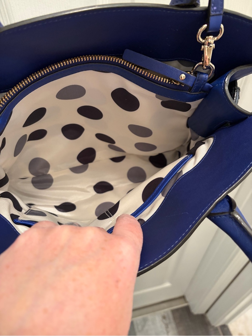 Kate Spade New York Rosa Mount Ivy Beau Bow Leather Satchel Crossbody – Cobalt - Picture 6 of 8